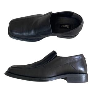 BASS Corrado Black Leather Square Toe Slip-on Dress Shoes Loafers Men's Size 7.5